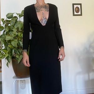 Babaton Masu dress sz 0 black low cut front nwt